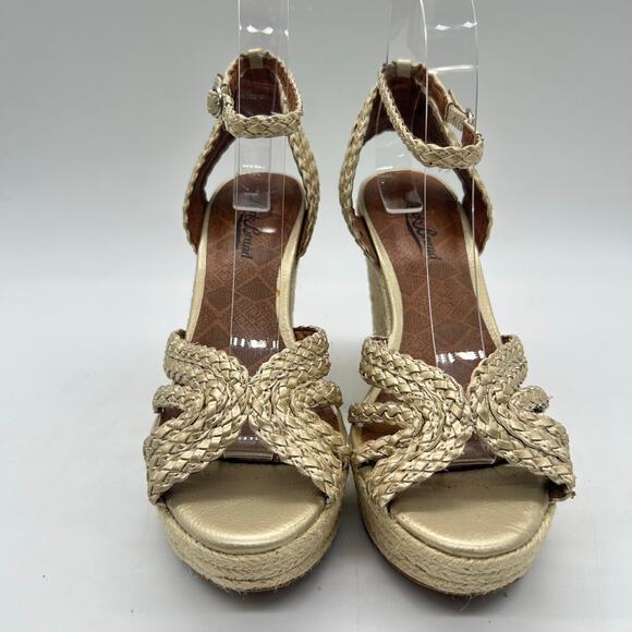 Lucky‎ Brand Braided Jute Gold Espadrille Platform Braided Wedge Sandals 8 - Picture 4 of 10